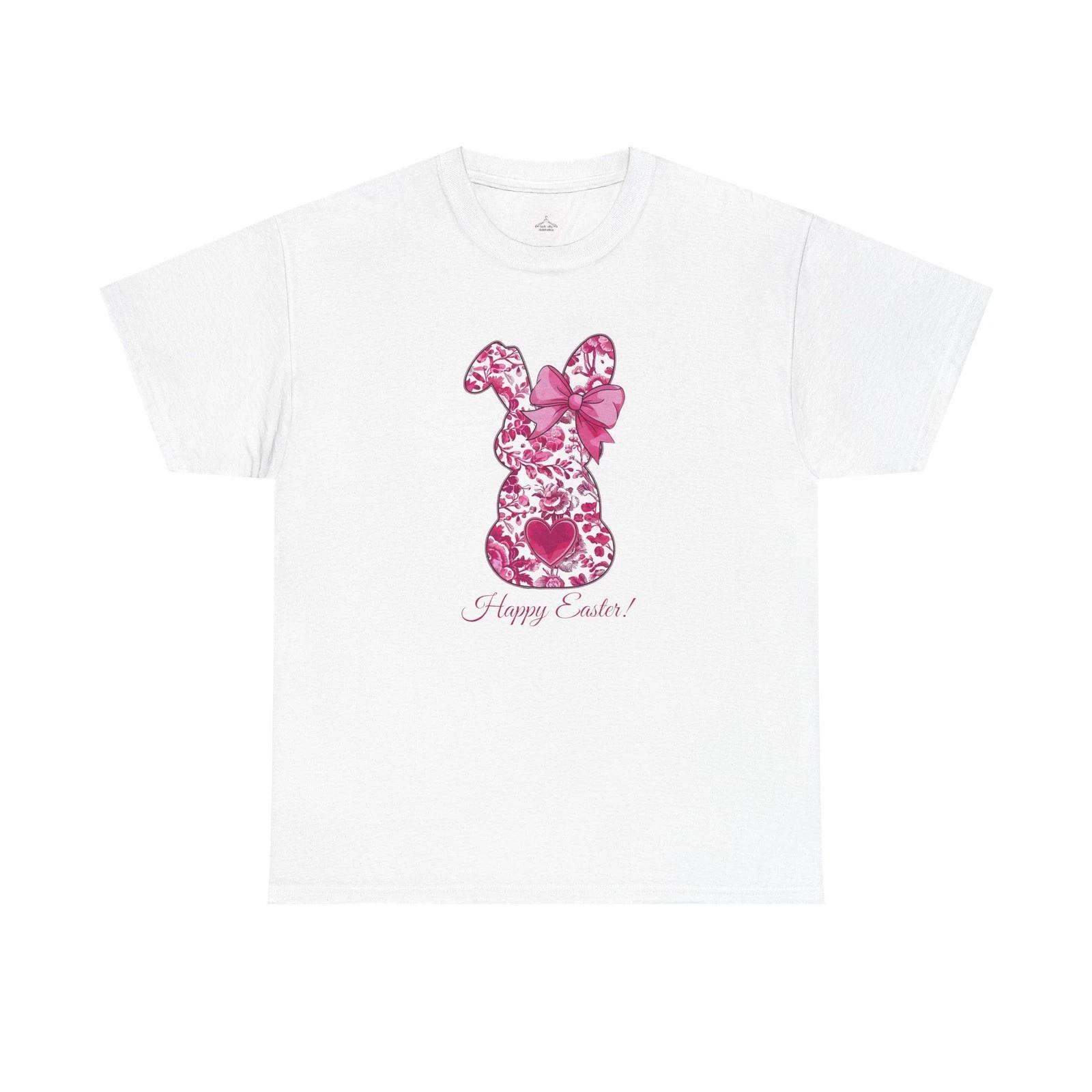 Happy Easter Bunny Tee, Unisex Cotton Shirt, Spring Fashion, Easter Gift, Floral L