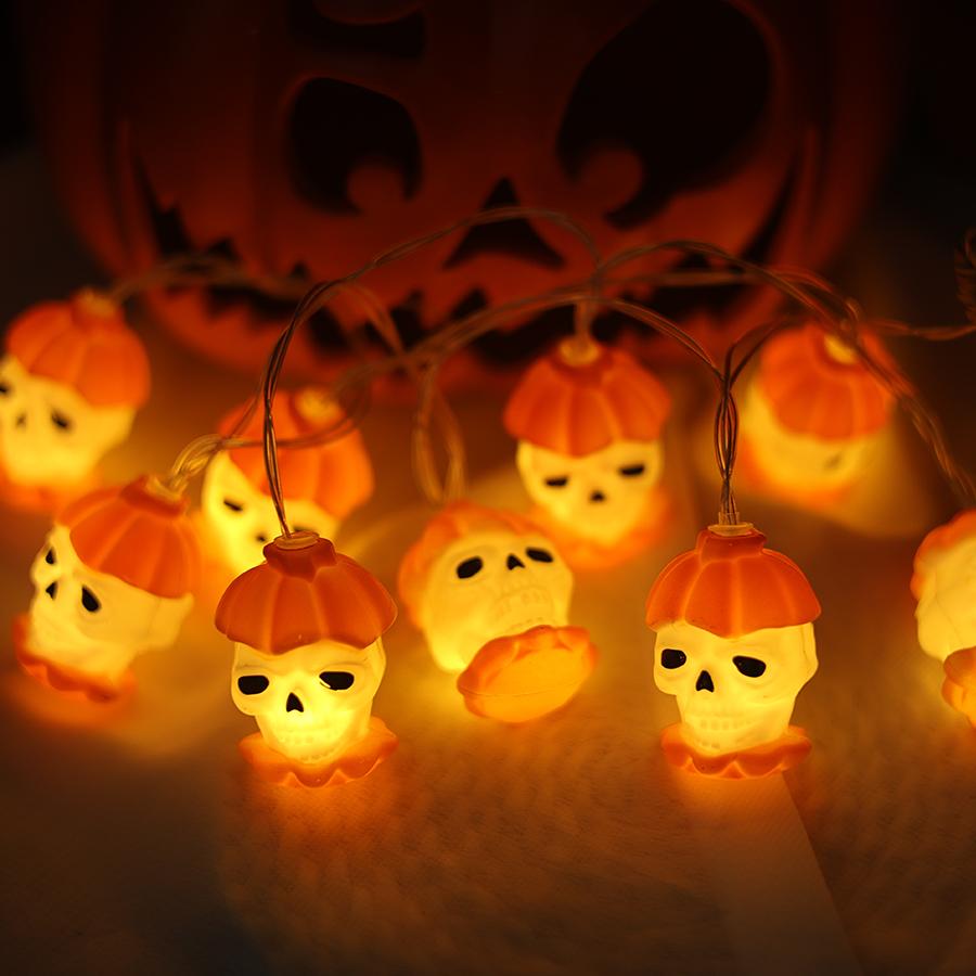 

Halloween decoration props, luminous pumpkin skull LED light string, ghost festival scene decoration, ghost small colorful light 1.5m 10led-battery