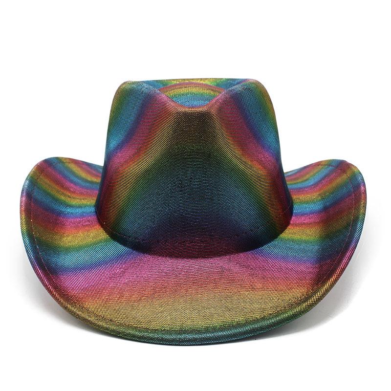 Rainbow Striped Cowboy Hat Colorful Top Hat Western Men And Women Party Orgy Decorative Holiday Hat