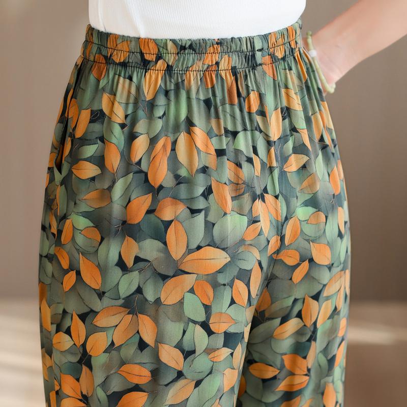 Pantaloni Estivi da Donna Taglie Forti a Vita Alta Larghi Vintage Abbigliamento Elastico in Vita Pantaloni Estivi