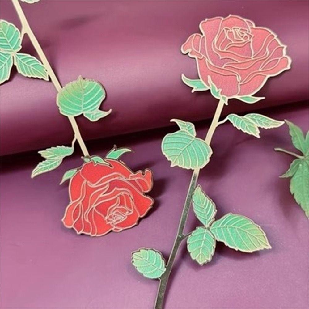 Zinc Zinc Alloy Pendant Rose Bookmarks Red Rose Reading Book Mark Metal Bookmark  Book Lovers