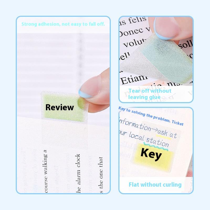 128Sheets/Box Drawer-Style Pull-Out Pearlescent Paper Sticky Transparent Colorful Marking Notes Memo Pad Note Marking Supplies