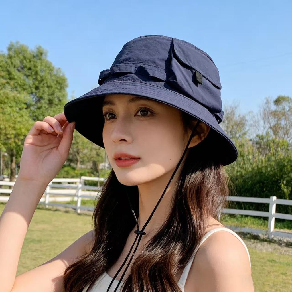 Solid Color Plain Color Women Fisherman Hat Summer Fast Drying Quick Dry Wide Brim Bucket Fisherman Hat Outdoor Female Climbing Hiking Sunscreen Cap