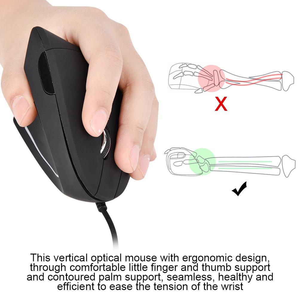 USB Wired Left Hand Vertical Mouse Ergonomic Gaming Mouse Wrist Healthy Mouse
