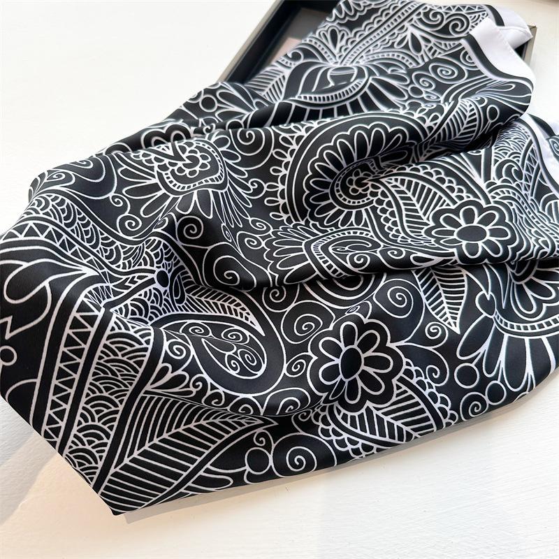 90*90cm Square Luxury Brand Women Scarf Silk Print Designer Hijabs Female Neckerchief Scarves Wrap Headband Bandana