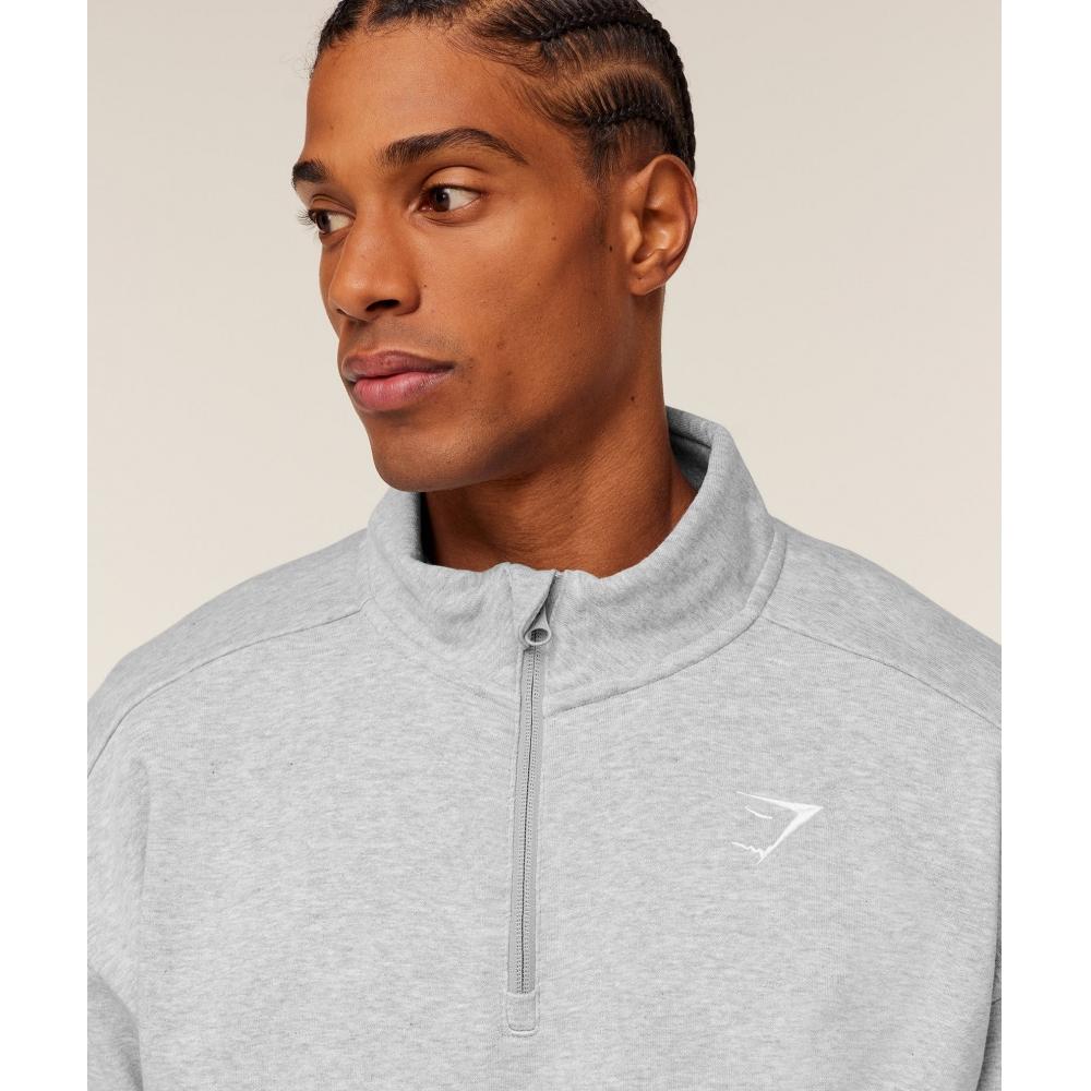 Gymshark Crest 1 fermoar 1/4 Gri deschis Core Marl A4c3s Gbcn