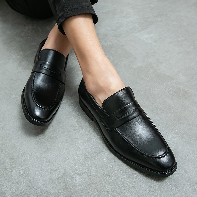 Men Brown Loafers Thick Sole Platform Height Increase Black Classic Business Office Dress Prom Tuxedo Party Shoes