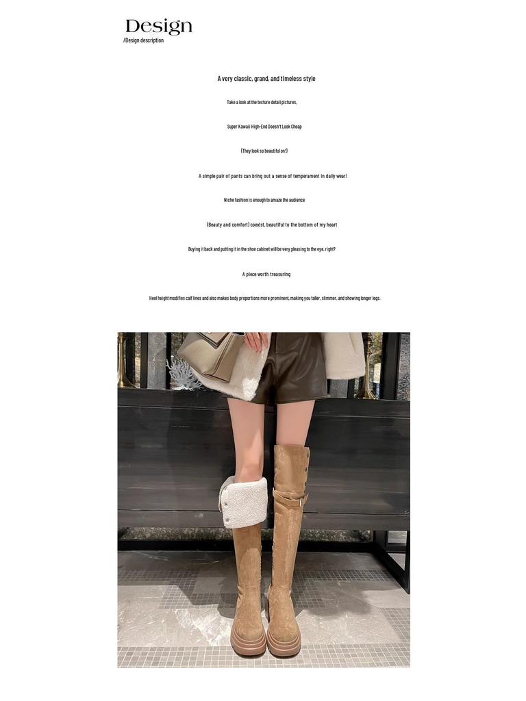 2025 Versatile Thick-Soled High-Heeled Martin Boots with Turn-Down Collar and Soft Sole - Stylish Spring & Autumn Fashion