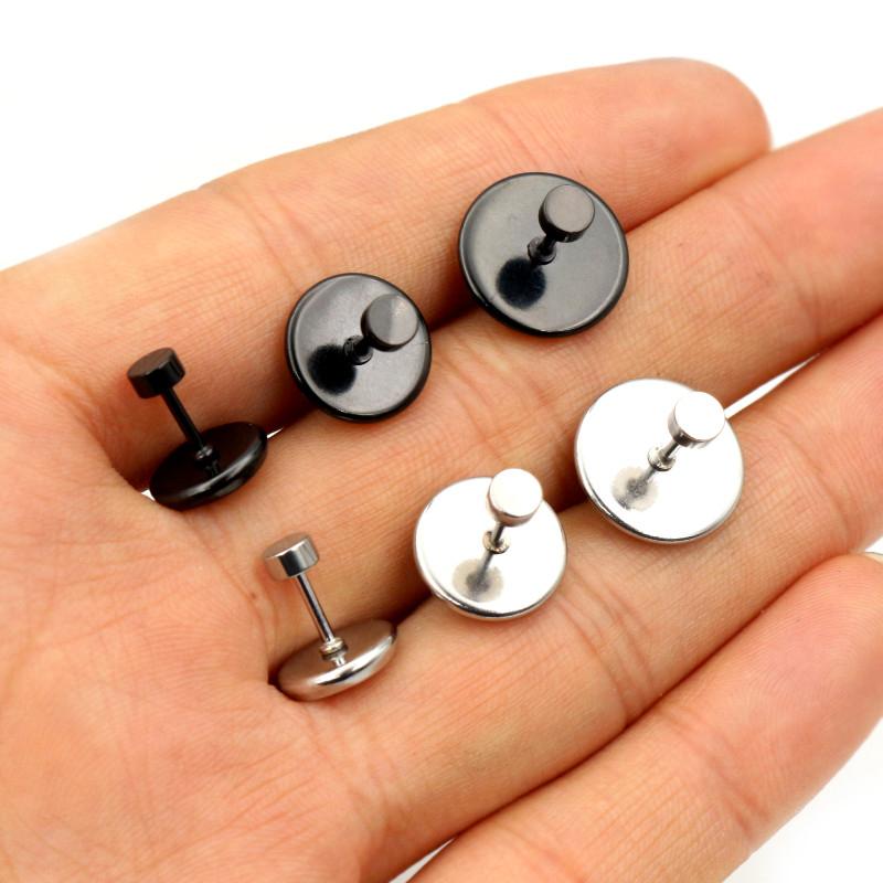 10pcs 8 10 12mm Stainless Steel Black Color Earring Studs Earrings Blank Base Fit 8-12mm Glass Cabochons Buttons Earring Bezels