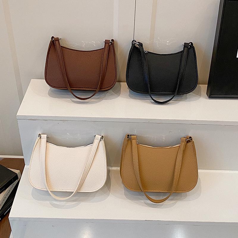 Damenmode Strukturierte Umhängetasche mit Litschi-Muster - Stilvolle, hochwertige Schulterhandtasche