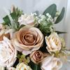 Forest-Style Artificial Rose Bouquet In Champagne Coffee for Bride or Photography