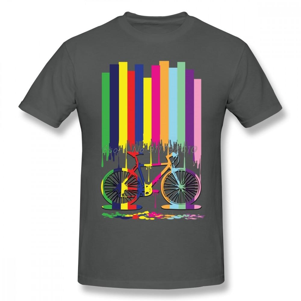 Rainbow Bicycle Bike Men T Shirt Cotton Short Sleeve Custom Men T Shirt Fashion Tees Harajuku Streetwear