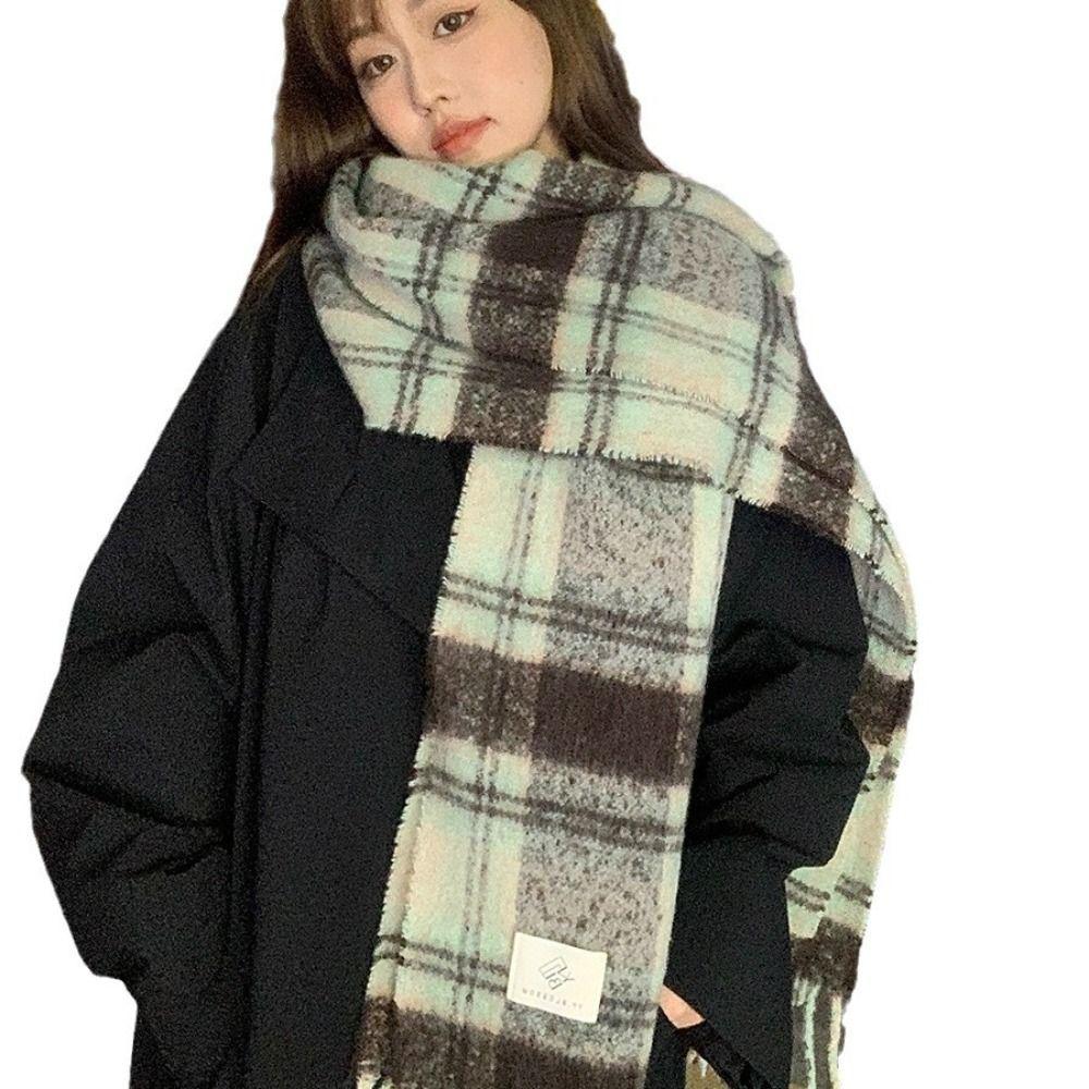 Warm Winter Cashmere Scarf Soft Thickened Shawl Wrap Vintage Long Tassel Scarves Women