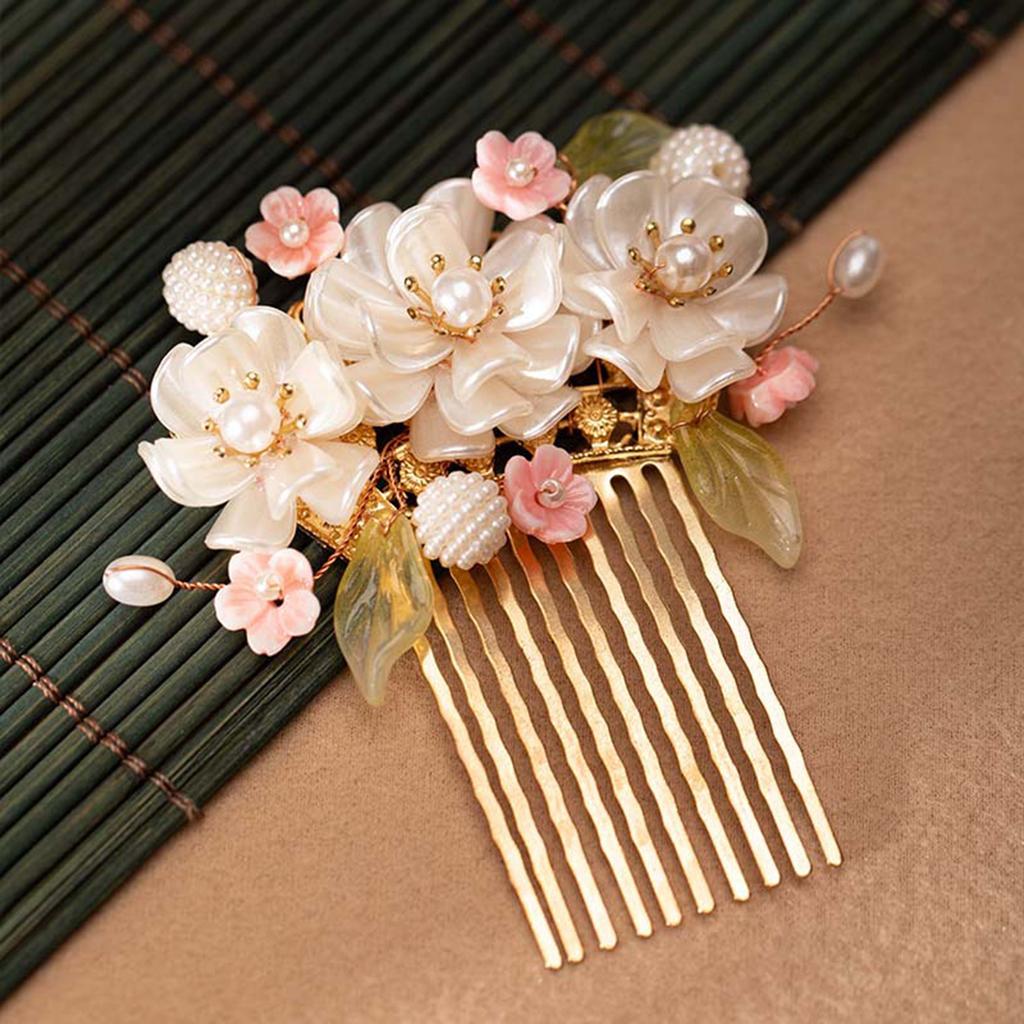 Chinese Style Hairpin Vintage Flower Tassel Hair Comb Hair Clips Exquisite Elegant Handmade Hair Accessories Hanfu Hair Pins