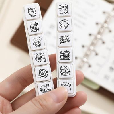 6pcs Mini Size Rubber Stamp Cute Design Scrapbooking Stamp New Pattern Stamps Planner Use