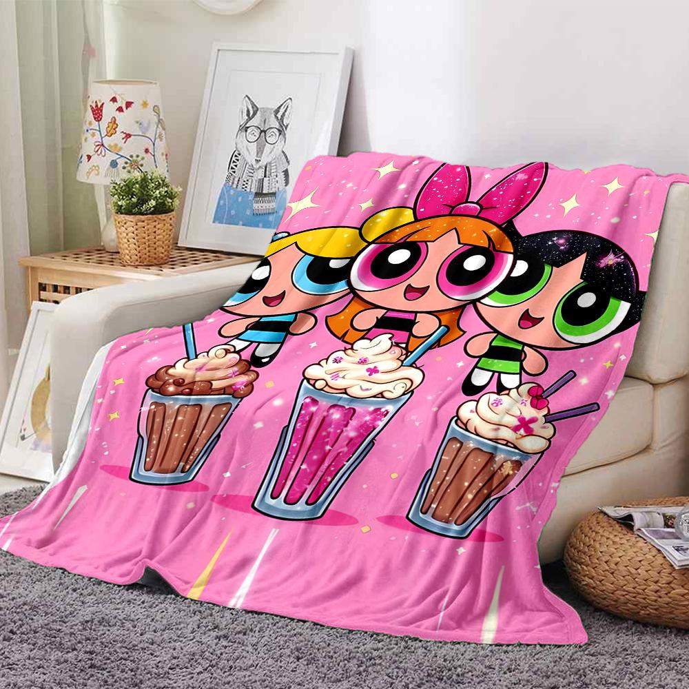 1Pc Powerpuff Girls Blanket For Couch Bed Plush Cozy Fuzzy Blanket Super Soft Warm Blankets For Fall And Winter 0918295
