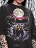 Grizzly Bear Animal Lover Wildlife Nature Comfort Colors® Tshirt, Full Moon Vintage Bootleg Night Forest River Retro Y2K Streetwear Tee