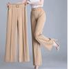 Spring and Summer High Waist Ice Silk Wide Leg Pants Mom's Straight Trousers Elegant Elastic Waist Baggy Pants Women