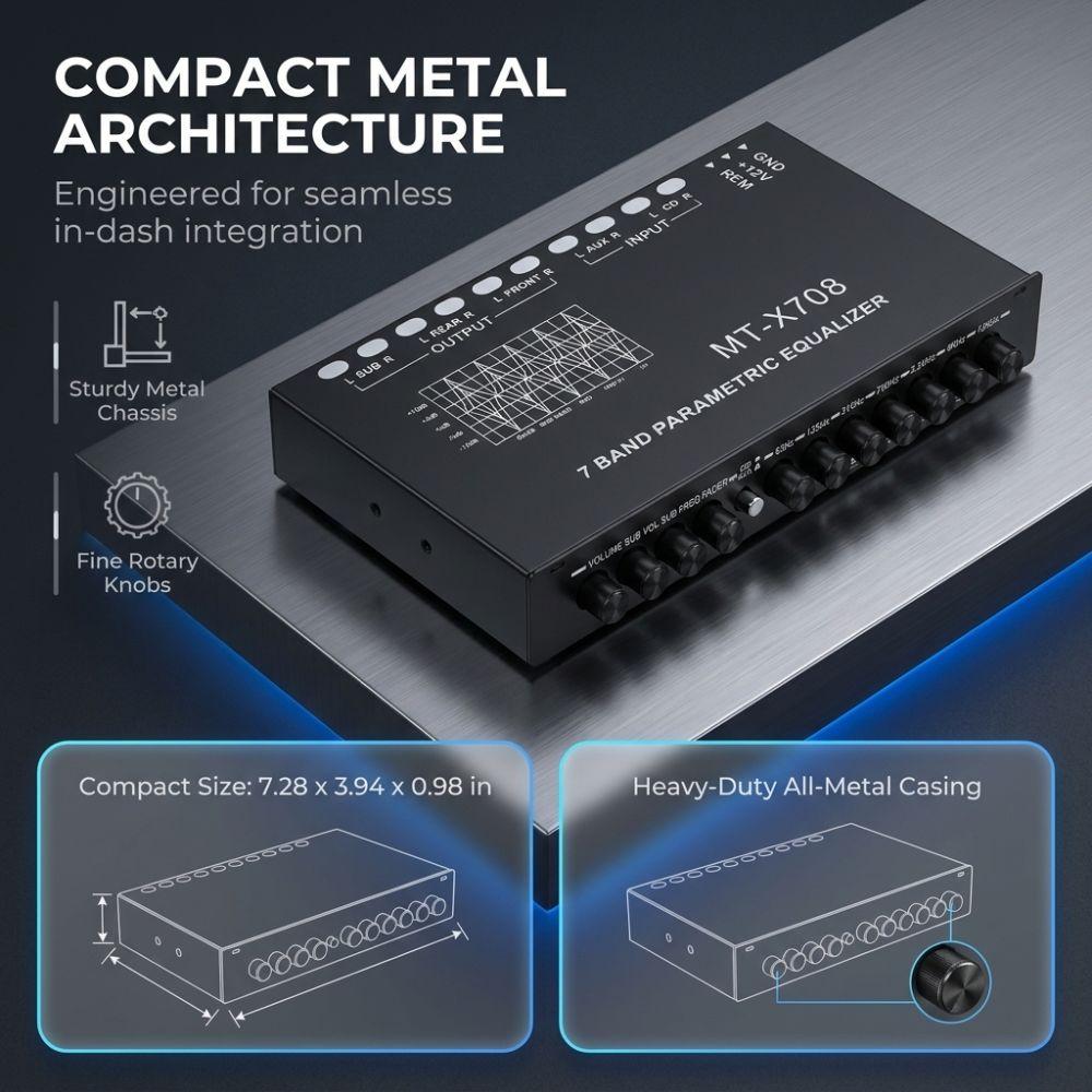 7 Band Professional Equalizer Crossover Parametric Equalizer Professional Car Audio Equalizer
