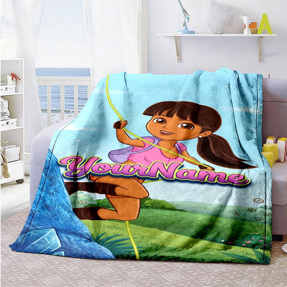 Dora Explorer Personalized Text Blanket Throw Personalized Blanket Ultra-Soft Suitable for Living Room Sofa Seaside Livingroom