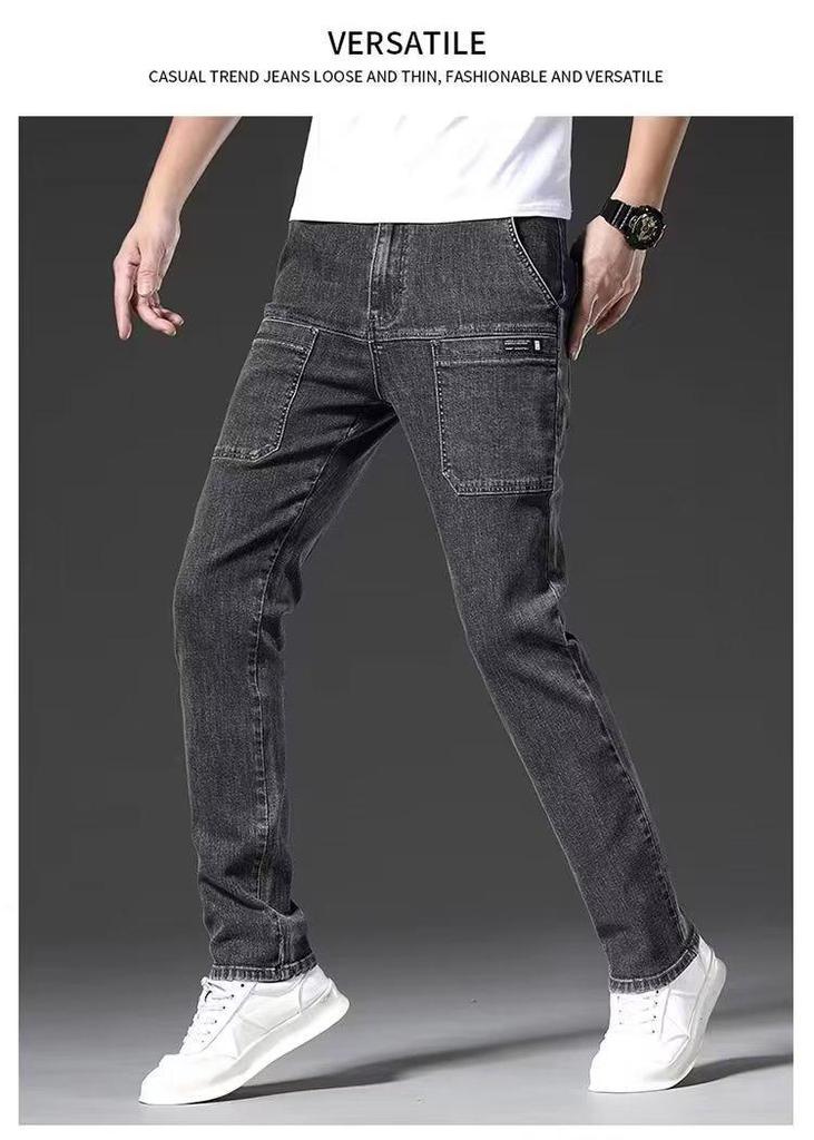 Jeans da Uomo alla Moda Slim Fit Gamba Dritta Multi-tasche Elasticizzati - Collezione Autunno/Inverno