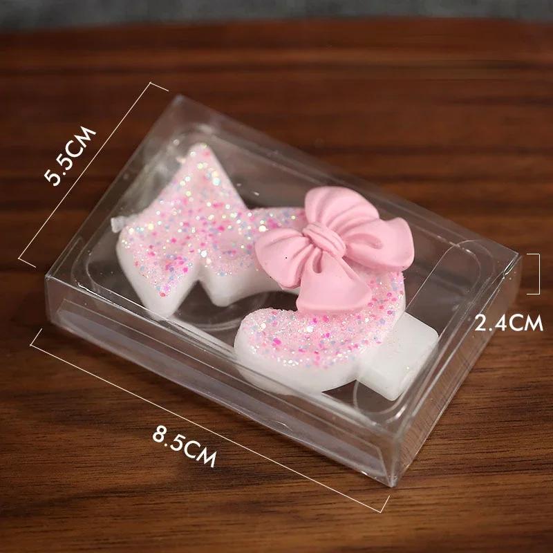 1 Piece Birthday Cake Decorations Number 0-9 Candles with Pink Glittle Creative Numbers for Party Celebration Date