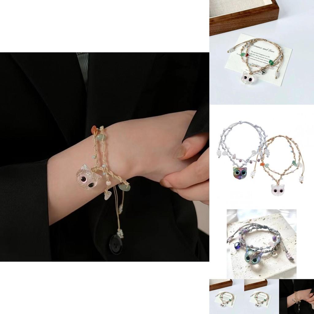 Adorable Multi-color Cat Eye Beaded Bracelet For Women Elegant And Trendy Accessory