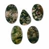 Moss Agate Cabochon Lot of 5 Stones | Mixed Shape Moss Agate Gemstone Set for Jewelry Making