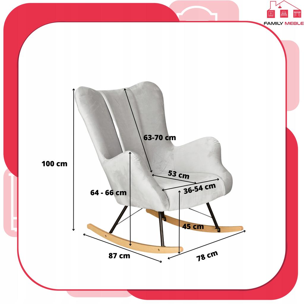 Fotel uszak skandynawski Vika bujany na płozach Family Meble turkus niebieski