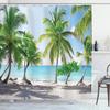 Summer Tropical Beach Scenery Shower Curtain with Hooks Seaside Island Palm Trees Blue Sea Bath Curtain Bathroom Bathtub Decor