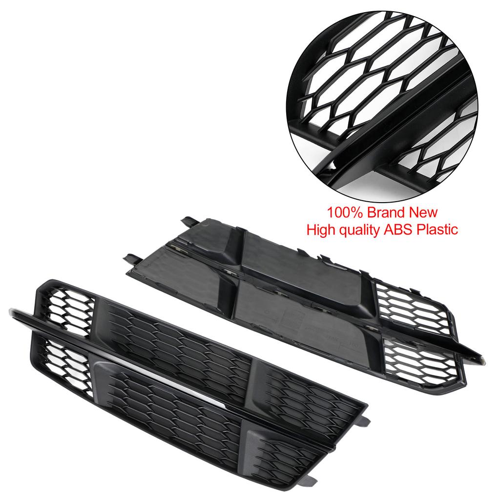 Front Bumper Lower Grille Grill 4G0807681AN 4G0807682AN Fit A6 C7 S-Line 2016-2018 Matt Black