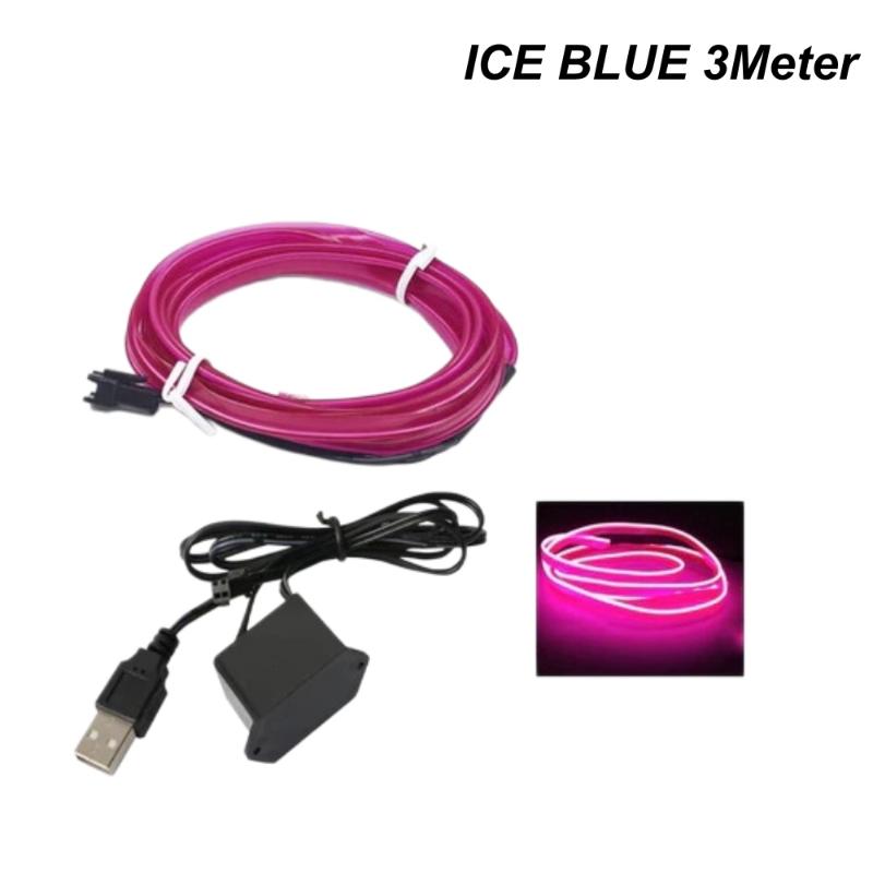 1 Set Car Interior El Wire Neon Atmosphere Light Flexible Cold Light Strip Auto Dashboard Door Decor Lighting For Vehicle