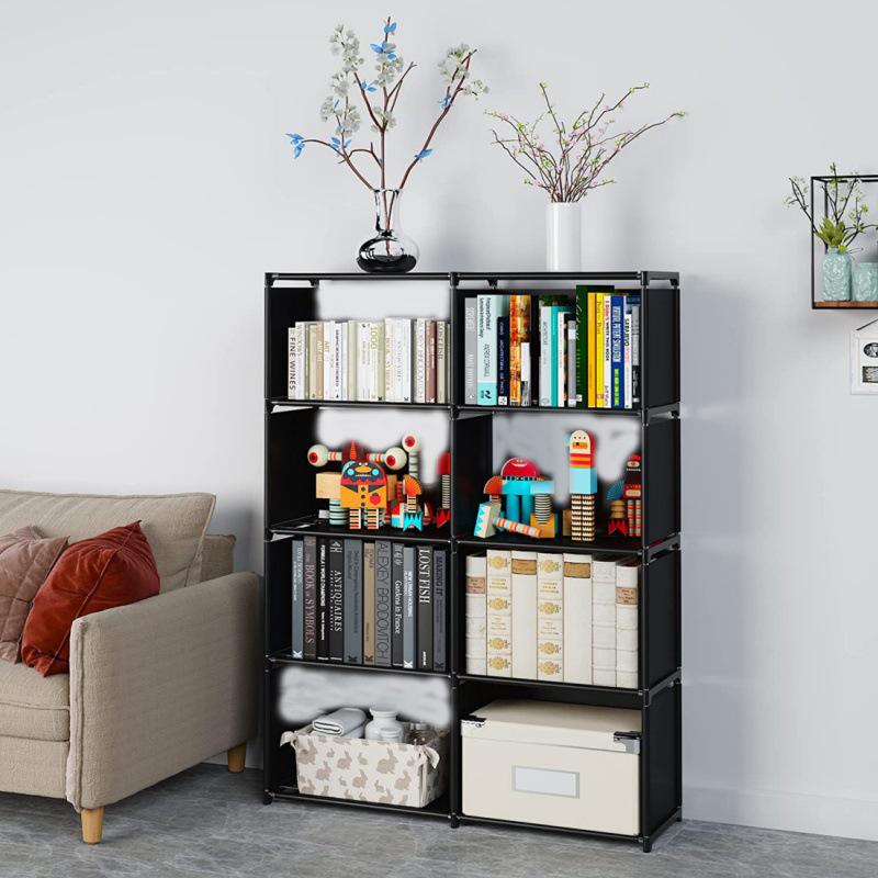 Large Combination Bookshelf: Floor-Standing Storage Rack with Desktop Steel Pipe Shelves for Kids