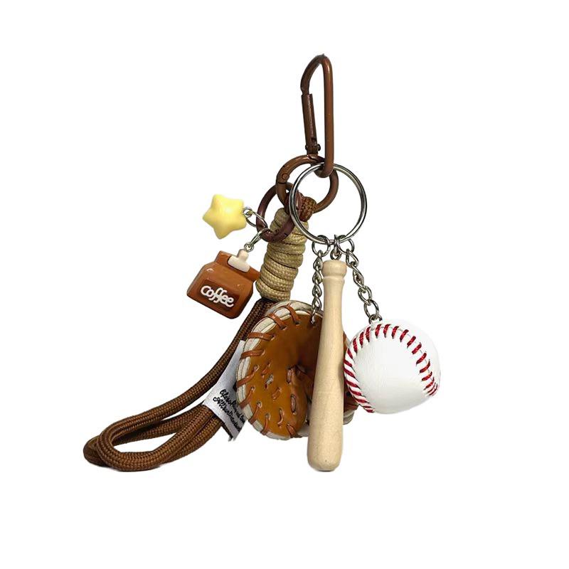 Fun Simulation Coffee Cup Baseball Pendant Keychain - Woven Rope Charm