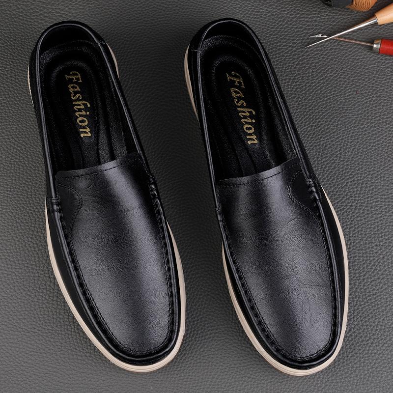 Classic Genuine Leather Men's Shoes Luxury Trendy New Slip On Formal Casual Loafers Men Moccasins Italian Male Driving Shoes Man