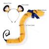 2Pcs/Set Furry Cosplay Tiger Ear Headgear Tiger Tail Halloween Party Hand-Made Cute Animal Ear Plush Tail Game Role Play