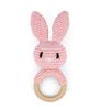 Crochet Baby Crochet Rattle Wood Ring Knitting Gym Toy Cartoon Bunny Rattles Toys  0-12 Months