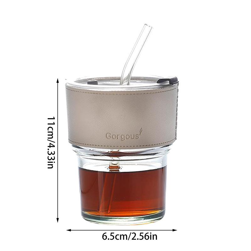 Cană Creativă de Sticlă pentru Cafea cu Capac, Cană cu Pâlnie pentru Băuturi, Ceai cu Lapte, Cafea Americană cu Gheață, Cana de Lapte din Sticlă