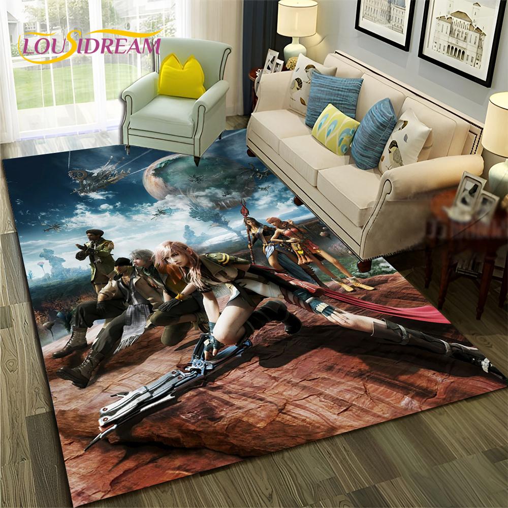 FF14 Gamer HD Final Fantasy Spiel 3D-Teppich für Zuhause, Wohnzimmer, Schlafzimmer, Sofa, Fußmatte, Dekor, Kinderbereich, rutschfeste Bodenmatte