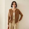 Round Neck Cashmere Cardigan for Women In Autumn and Winter Fashion Versatile Zipper Cardigan Jacket Long Sleeve Knitted Sweater
