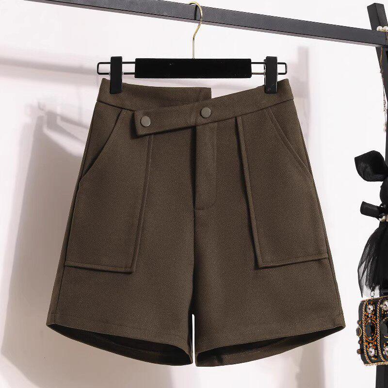 Women's Woolen Bootcut Shorts – Autumn/Winter 2025 Collection, European Style, Wide Leg, Plus Size, Hot Selling