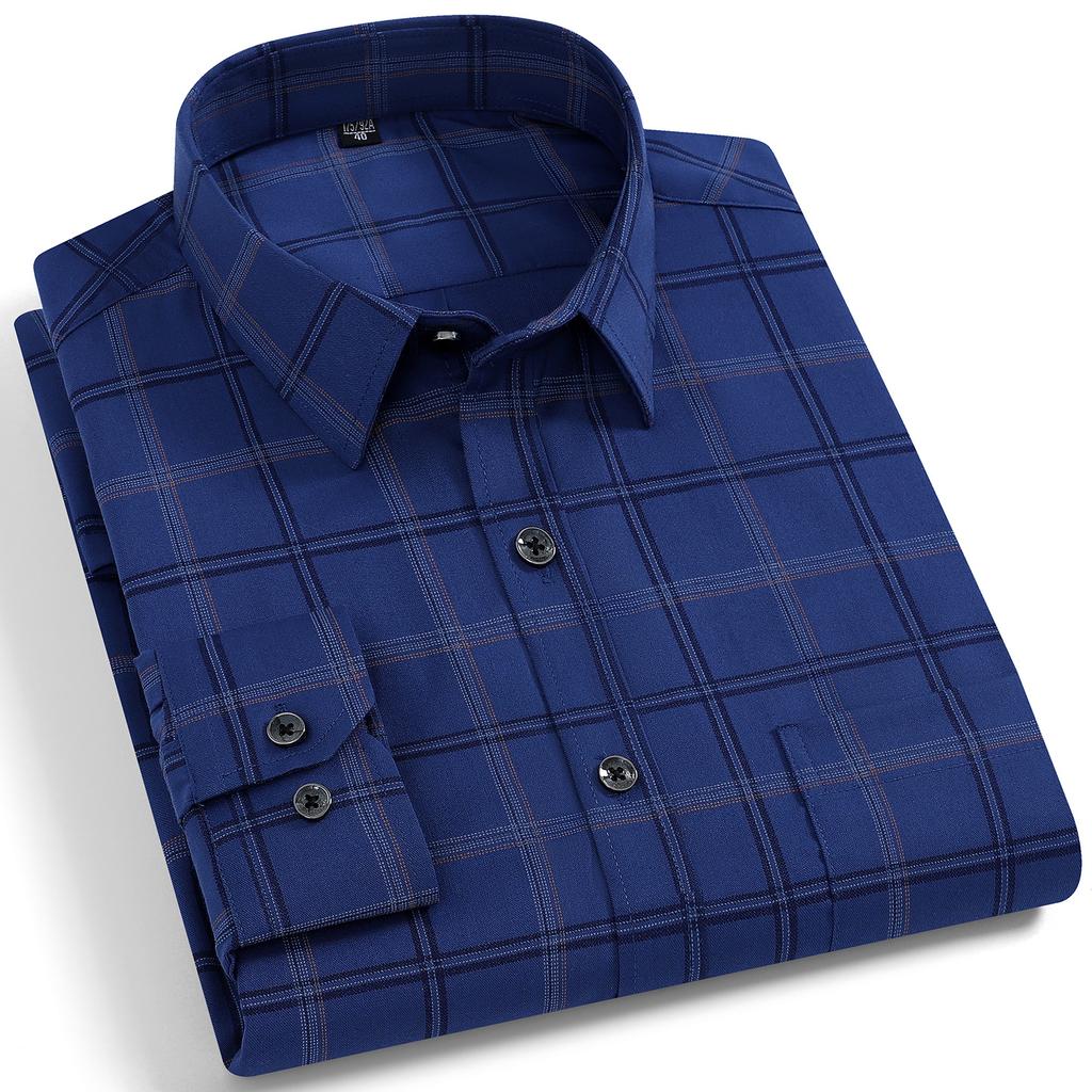 Quality Stretch Men Shirt Viscose Fiber Long Sleeve Anti-wrinkle Non-ironing Regular Fit Casual Business Office Stretch Shirt