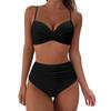European & American Women's Multicolor High Waist Slimming Bikini with Split Hard Cup Design