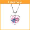 Adorabile Collana a Forma di Cuore con Cartone Animato di Stitch per Bambini con Splendido Ciondolo in Vetro e Catena in Lega