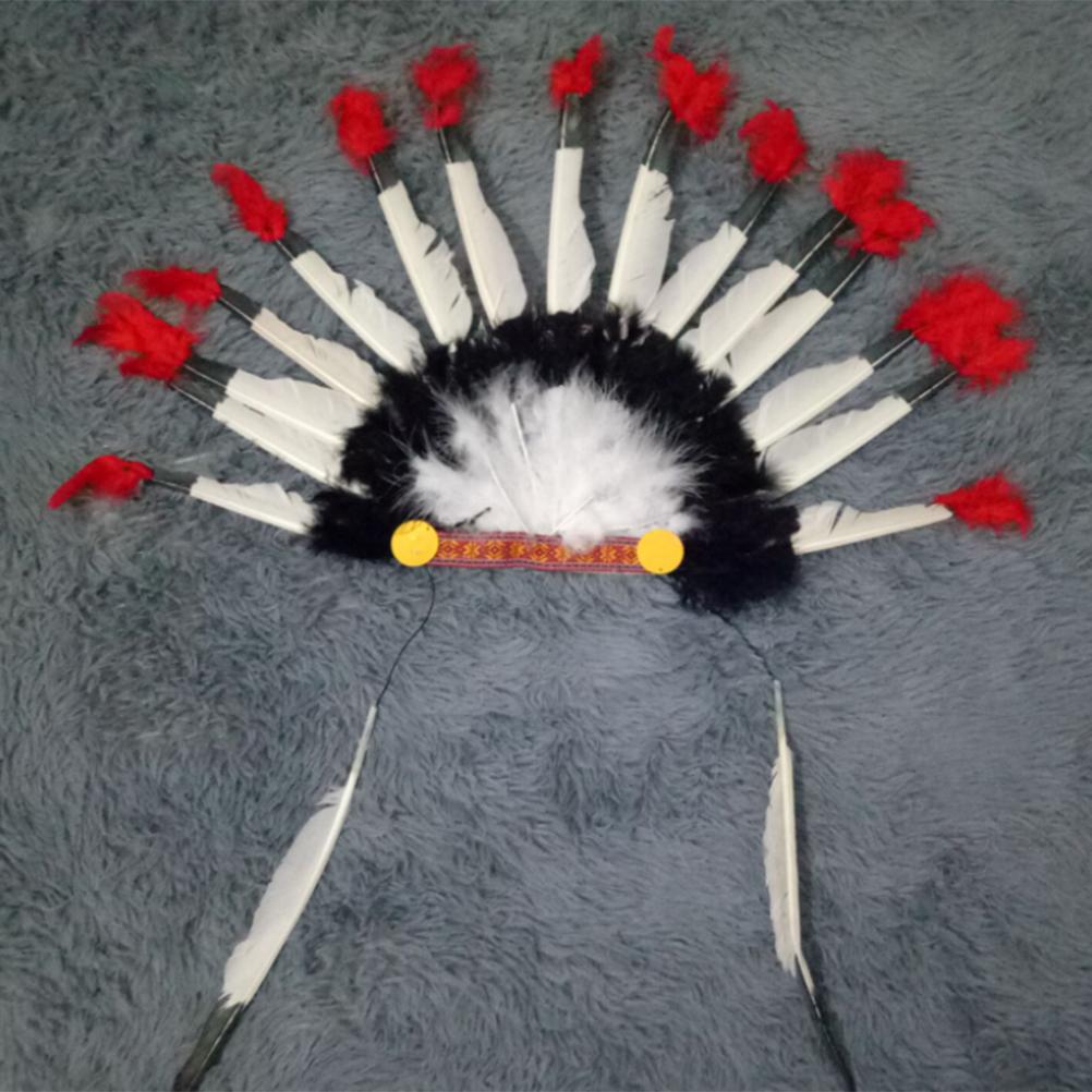 Native American Chief Headdress Cosplay Indian Costume Artificial Feather Head Dress Headpiece