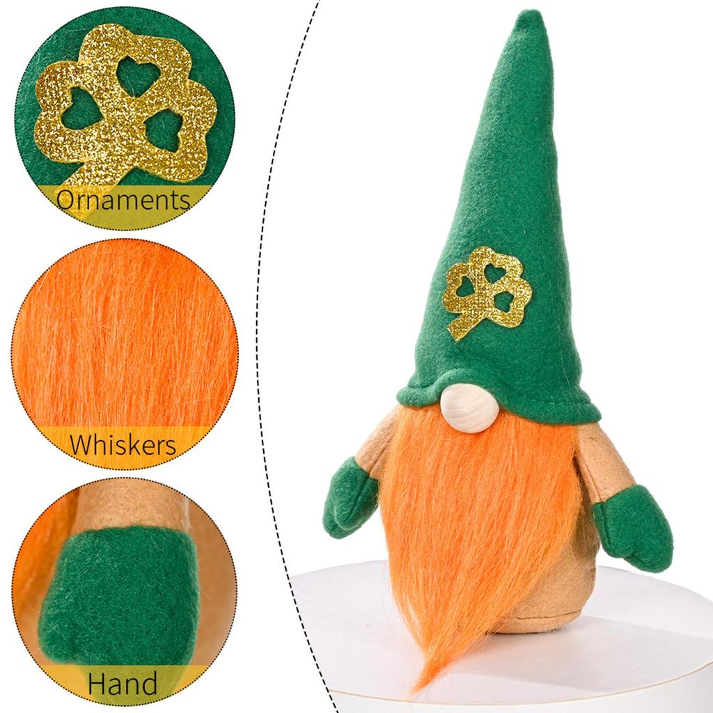 St.Patrick's Day Green Gnome Plush Ornaments, Irish Rudolph Doll ...