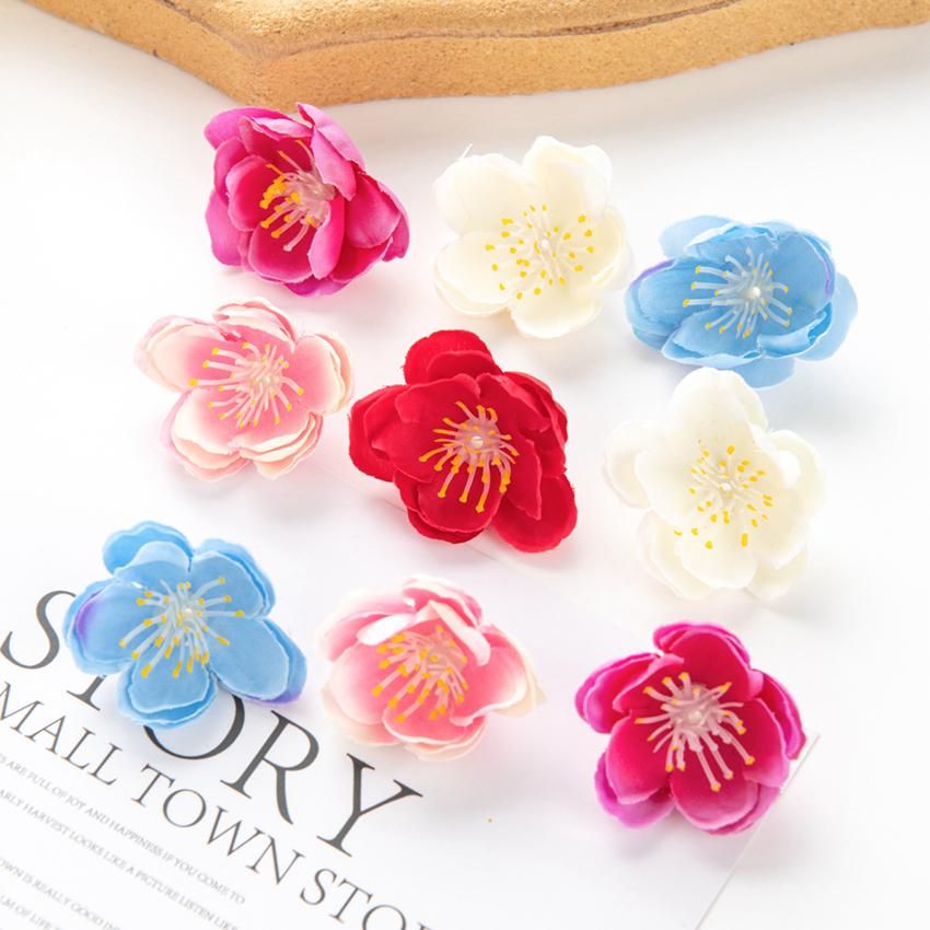 100Pcs Silk Cherry Blossoms for Home Decortion Scrapbooking Diy Wedding Christmas Craft Wreath Headdress Artificial Flowers Wall