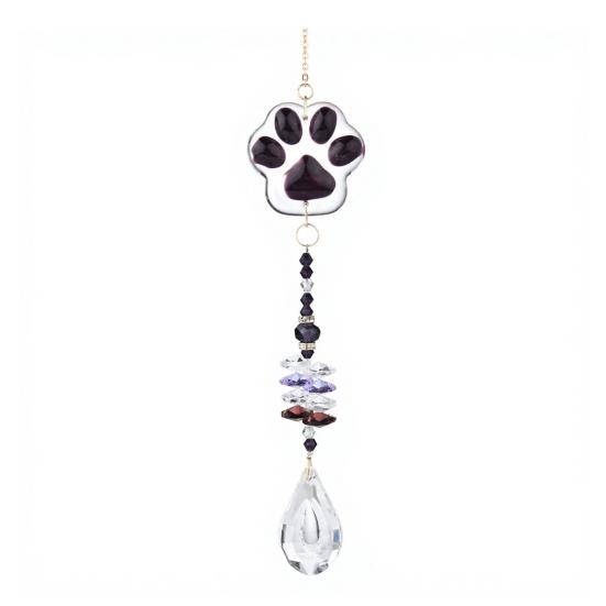 Crystal Cat Paw Wind Chimes, Crystal Suncatchers for Windows Hanging, Prism Rainbow Maker for Indoor Outdoor Home Garden Decor