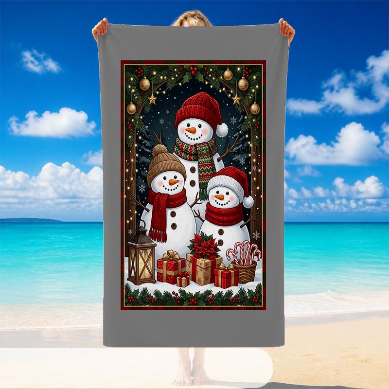 Christmas Printed Beach Towel Soft Quick Dry For Indoor Outdoor Home Use Holiday Gift
