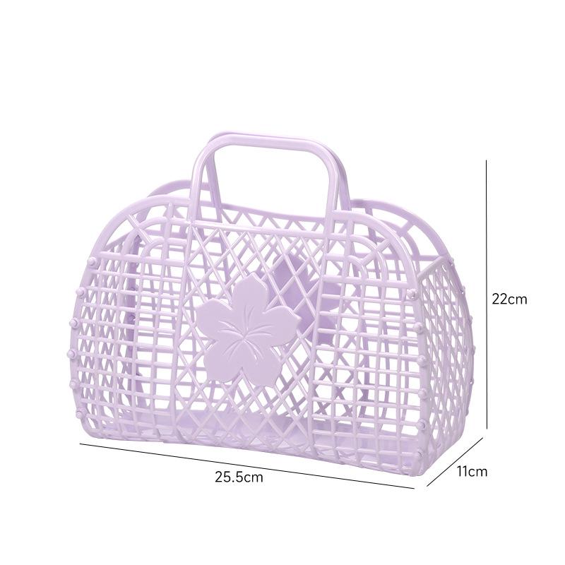 Foldable Plastic Supermarket Tote Basket - Hollow Design for Shopping, Fruits, Toys, and More.